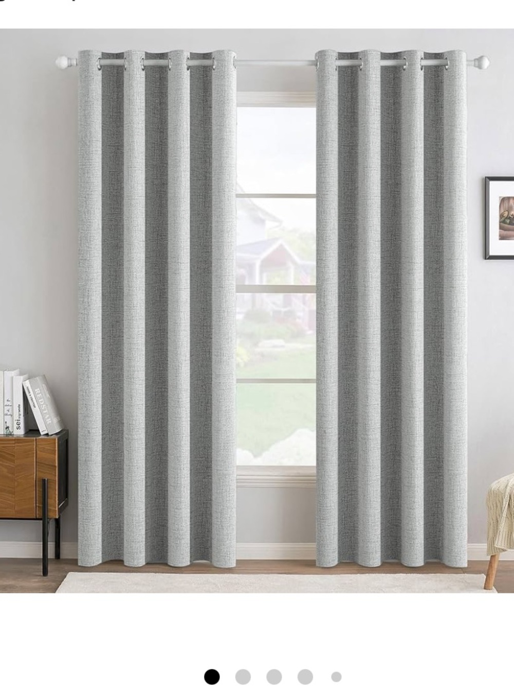 MIULEE 100% Blackout Linen Textured Curtains 52 × 84 Glacier Gray 2 Panels New